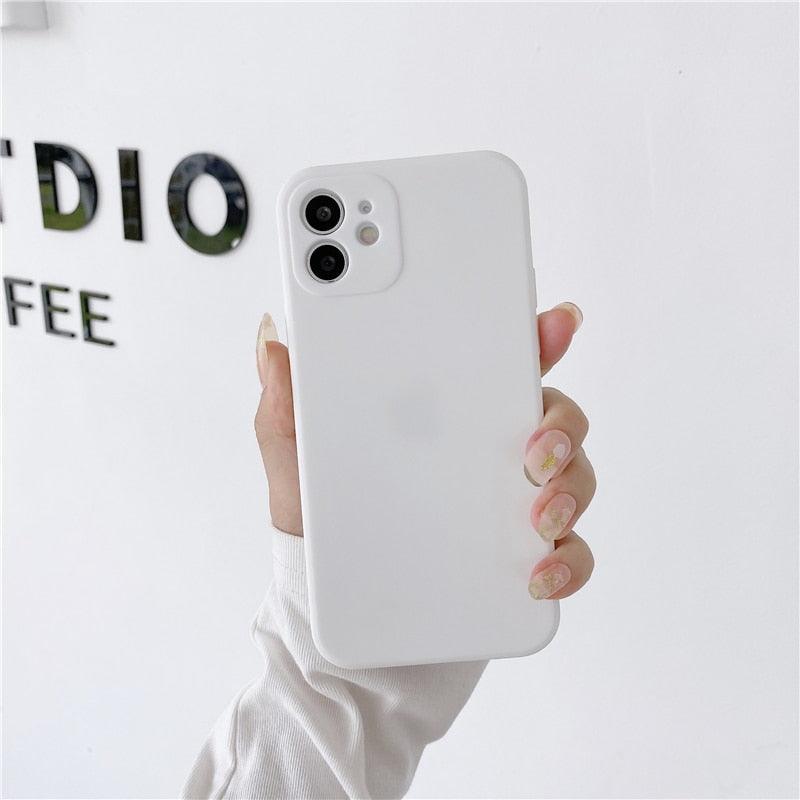 Soft Silicone Candy Color Phone Case For iPhone 13Mini iPhone 14Pro Max Ultra Thin Shockproof Cover Solid Color Shockproof Silicone Case For iPhone