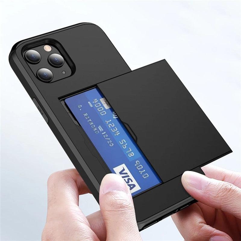 Men Luxury Wallet Card Holder Slot Phone Case For iPhone 13 Pro 12 Pro Max Business Phone Card Holder Bumper Cover Storage Case Compatible With iPhone