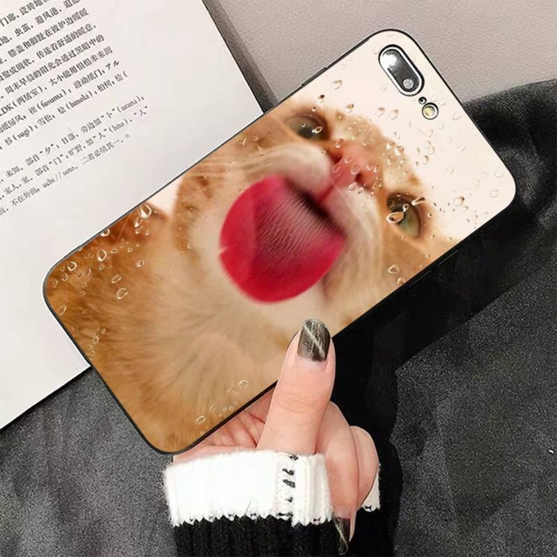 Cute Cat Black Phone Case For IPhone 13 8 7 6 6S Plus X 5 5S SE 2020 XR 11 Pro XS MAX Slim Fit Soft Print Design Flexible Silicone Cover For iPhone