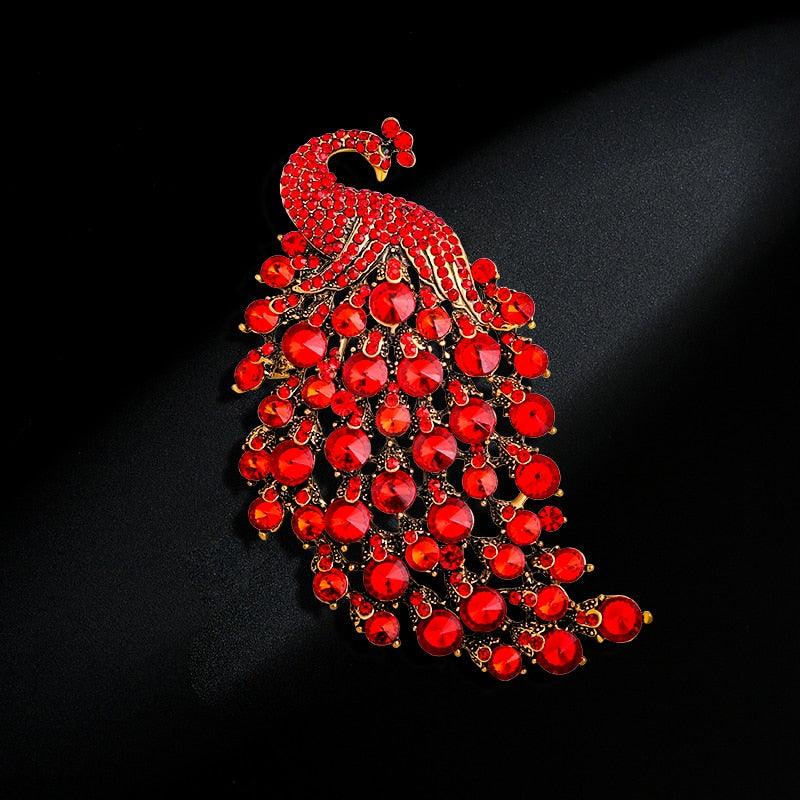 Elegant Peacock Brooches For Women Rhinestone 4-color Beauty Bird Luxury Multicolored Rainbow Rhinestones Peacock Bird Brooch Pin Party Office Brooch Pin Ideal Gifts