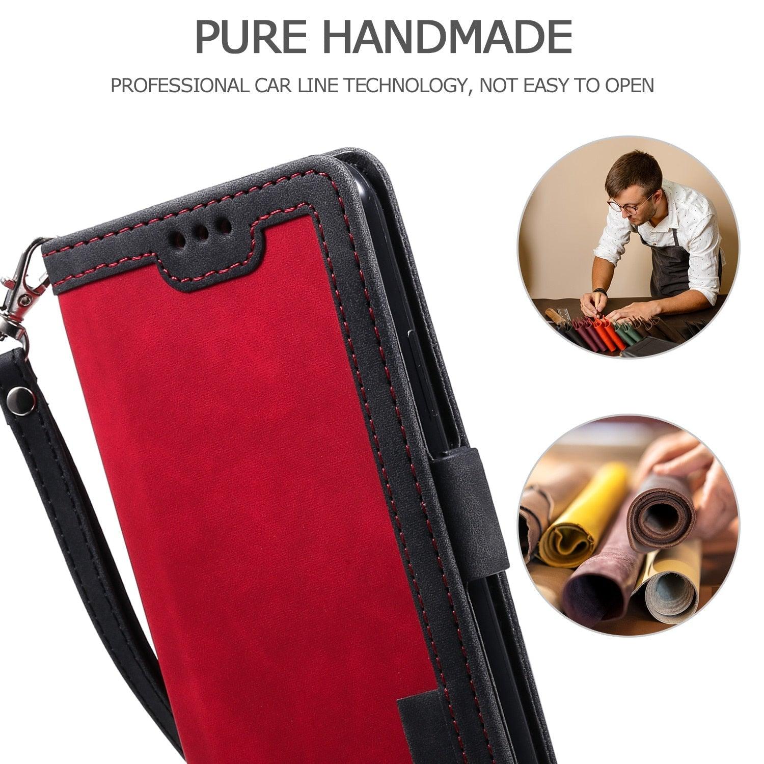 Luxury Magnetic Leather Flip Case For iPhone 14 13 12 Mini 11 Pro SE Card Holder Wallet Stand Cover Leather Wallet Flip Case Cover With Card And Cash Slot 360 Full Body Protection