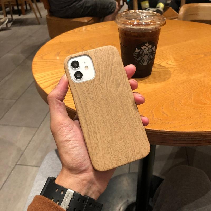 Luxury Wood Simple Phone Case For iPhone 12 11 Pro Max Mini XS X XR 7 8 Plus SE Retro New Design Natural Soft Eco-Friendly Bamboo Wood Cover Protective Phone Cover