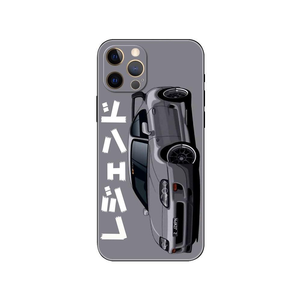 Black Phone Case Mask  for iphone 5 5s se 2020 6 6s 7 8 plus x 10 XR XS 11 12 mini pro MAX back cover Tokyo Drift Sports Car Transparent Phone Case Silicone Back Cover For iPhone