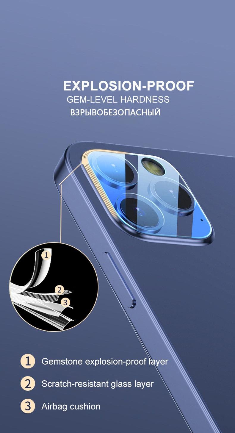 3pcs Camera Lens Tempered Glass For iPhone 11 12 13 Pro XS Max X XR Camera Protector For iPhone 11 7 8 6 6S Plus SE Camera Glass Case Scratch Resistant Tempered Glass