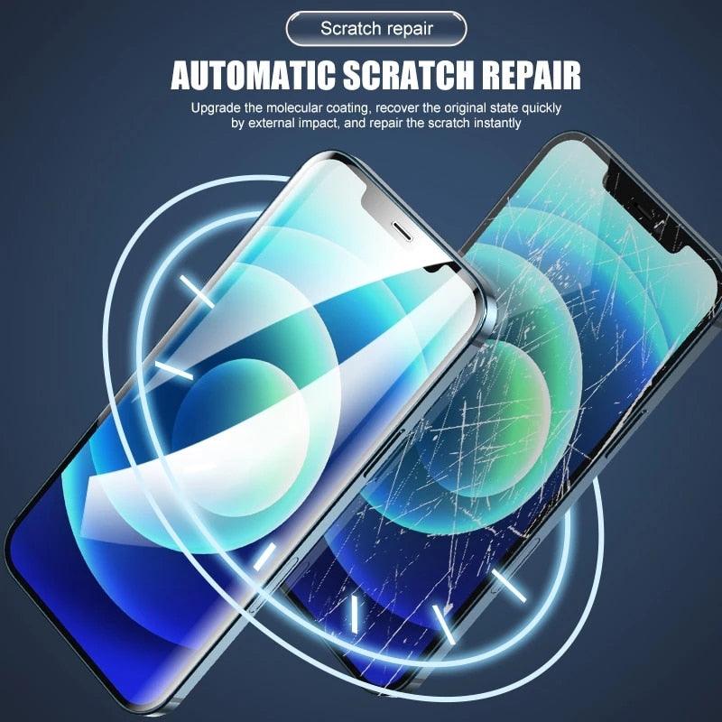 Full Cover Hydrogel Film For iPhone 13 7 8 Plus 6 6s Screen Protector 11 12 13 Pro mini XR X XS Max SE 2020 Back Film Not Glass Full Cover Screen Protector for iPhone