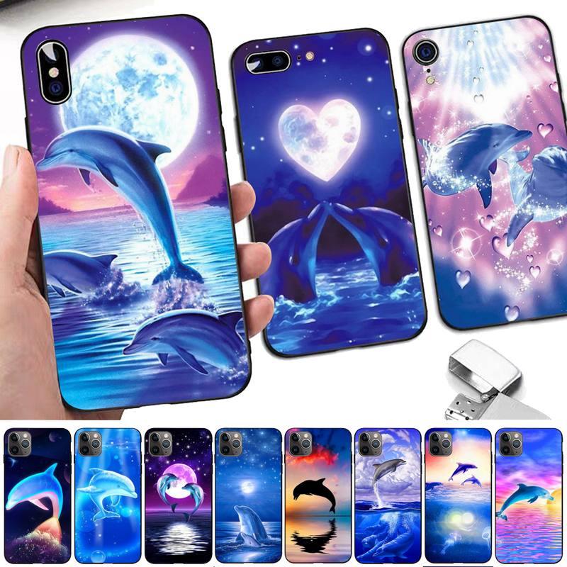 Animal Cute Dolphin Phone Case For Iphone 11 12 13 Mini Pro Xs Max 8 7 6 6s Plus X 5s Se 2020 Xr Case Soft Tpu Cover Flexible Ultra Slim Anti-scratch Cover