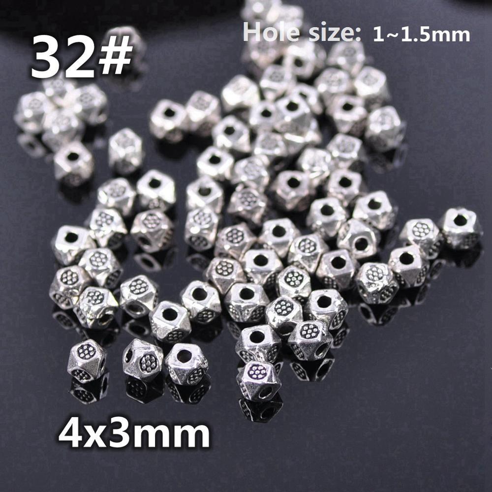 50pcs Silver Color Metal Alloy Loose Spacer Beads lot for Earring Necklace Bracelet Jewelry Making Findings Crafts Round Column Loose Beads Antique Silver Carved Spacer Beads for Jewelry Making