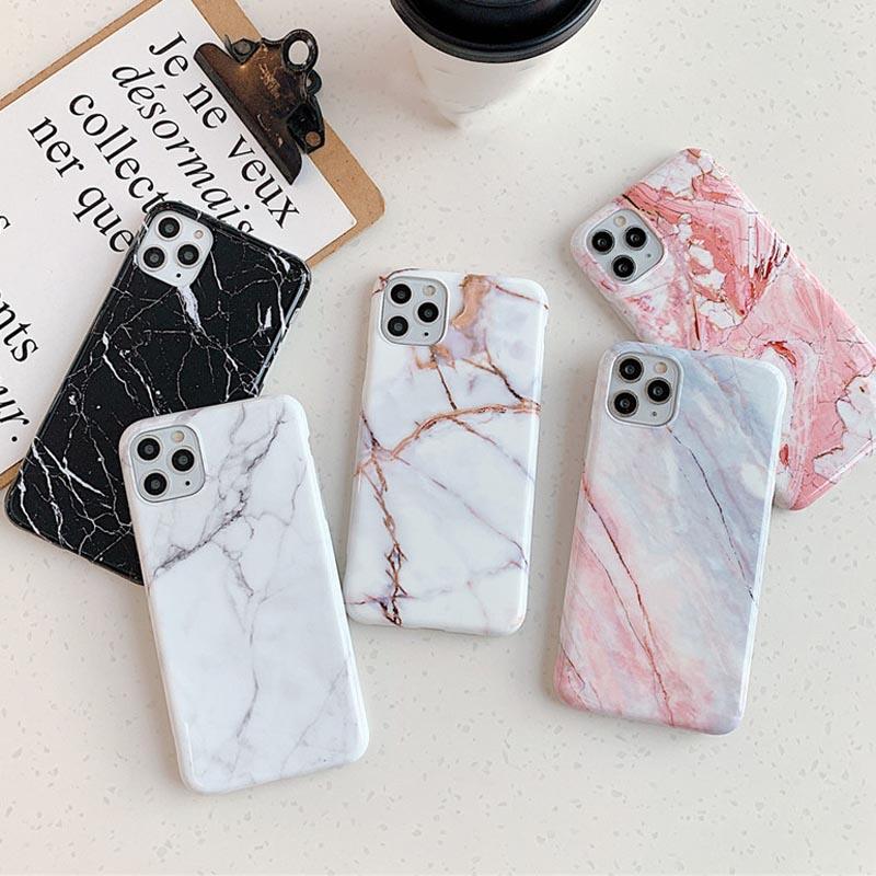 White Gray Marble Slim Soft Clear Bumper Full-Body Protective Phone Case Cover Glossy Marble Texture Cover for iPhone 11 14 Pro Max 14Plus 12 13 Mini X XR XS Max Soft Back Case