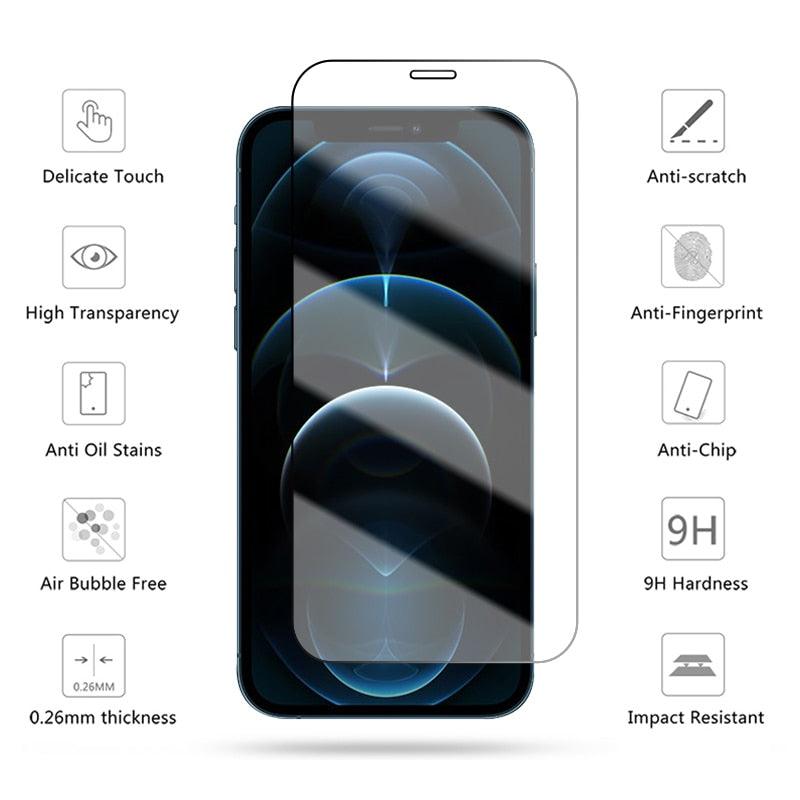 3pcs Screen Glass For Iphone 11 14 13 12 Pro Max 8 7 6 Plus 5 Screen Protector For Iphone 11 13 12 Mini Xr Xs Max Se 2020 Premium Tempered Glass Screen Protector For Iphone