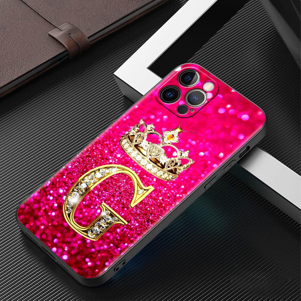 Pink Shiny Letter Phone Case For Iphone 11 7 Pro Xr X Xs Max 6 6s 8 Plus Glitter Rhinestone Phone Cover Soft Cover Shockproof Glitter Sparkle Case Girly Women Protective Pink Cover