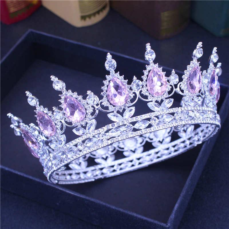 Crystal Queen King Crowns Bridal For Bride Women Headpiece Hair Ornaments Wedding Head Jewelry Accessories Bride Full Crown Pageant Headhand Jewelry Princess Tiara Retro Round Crown Bride Hair Accessories For Women