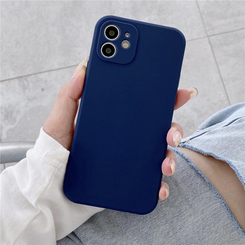 Soft Silicone Candy Color Phone Case For iPhone 13Mini iPhone 14Pro Max Ultra Thin Shockproof Cover Solid Color Shockproof Silicone Case For iPhone