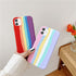 Luxury Rainbow Silicone Case For iPhone 11 X Xr Xs Max Case 12 11 Pro Max 6 6s 7 8 Plus Modern Colorful Shockproof Back Cover Rainbow Color Soft Silicon Back Cover Case