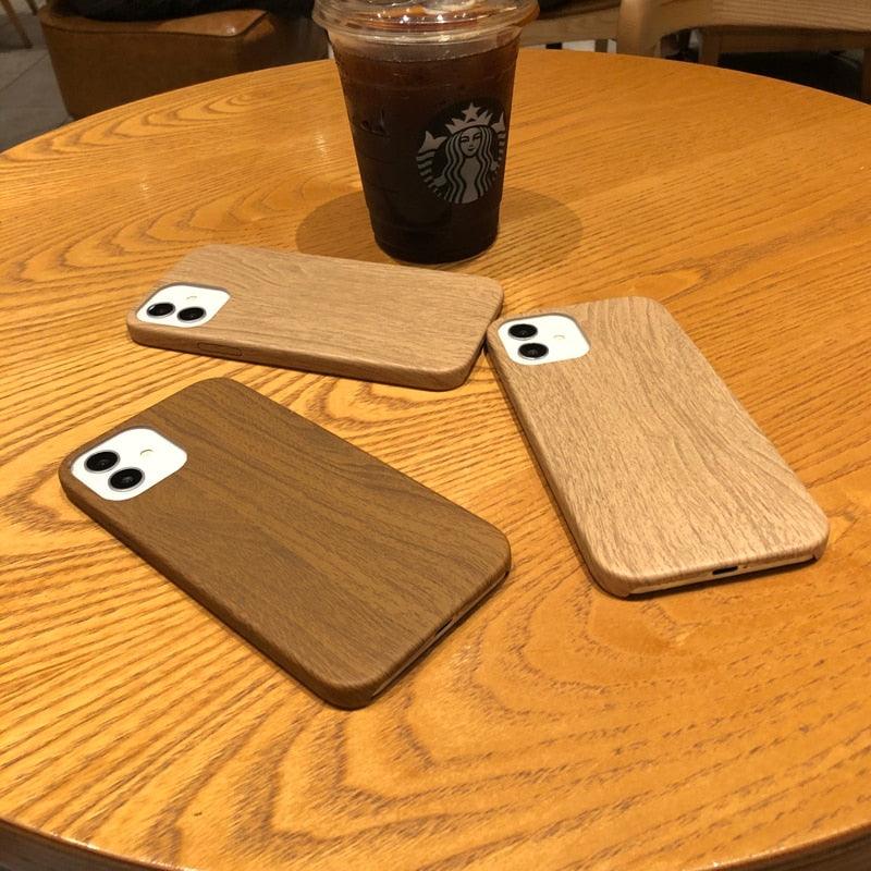 Luxury Wood Simple Phone Case For iPhone 12 11 Pro Max Mini XS X XR 7 8 Plus SE Retro New Design Natural Soft Eco-Friendly Bamboo Wood Cover Protective Phone Cover