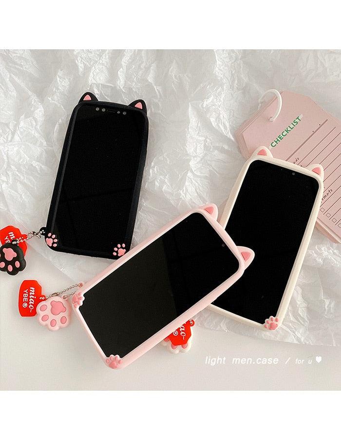 Cartoon Cute Cat Ear Phone Case For Iphone 14 12 13 11pro Max X Xr Xs 7 14plus Matte Soft Silicone Shockproof Case Funny Cat Design Cute Back Case