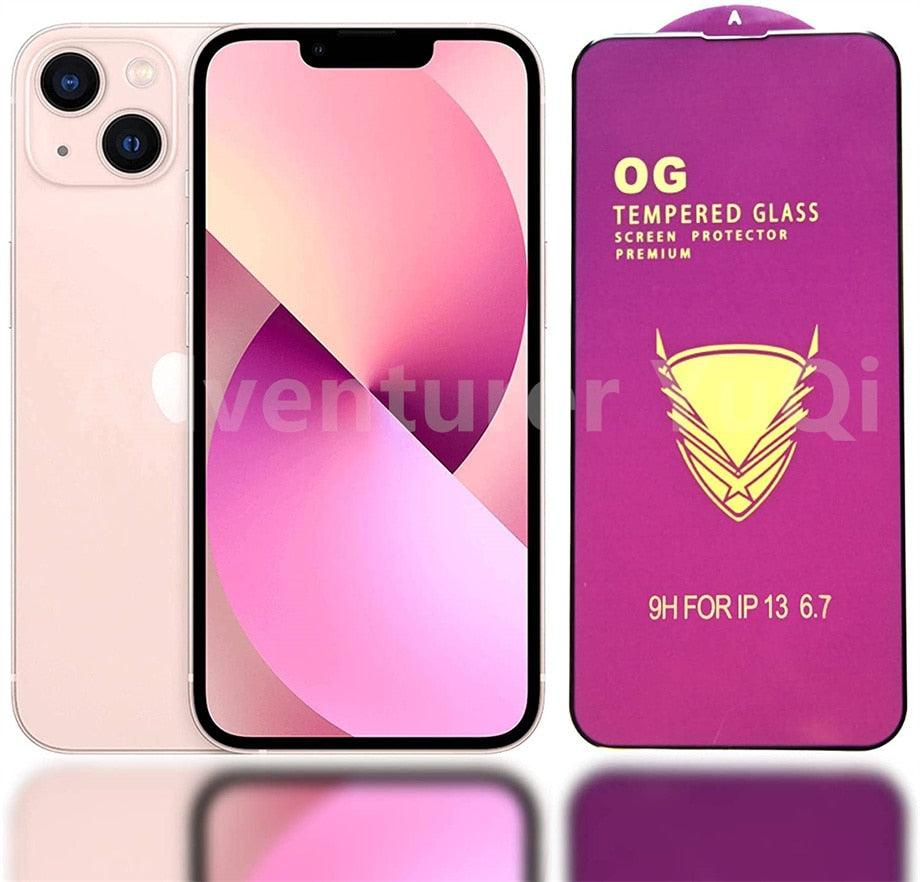 3PCS Tempered Glass OG Screen Protector for iPhone 14 13 12 11 Pro XS Max X XR Full Glue Cover Big Curved 7 8 Full Coverage Screen Protector iPhone Glass Screen Protector