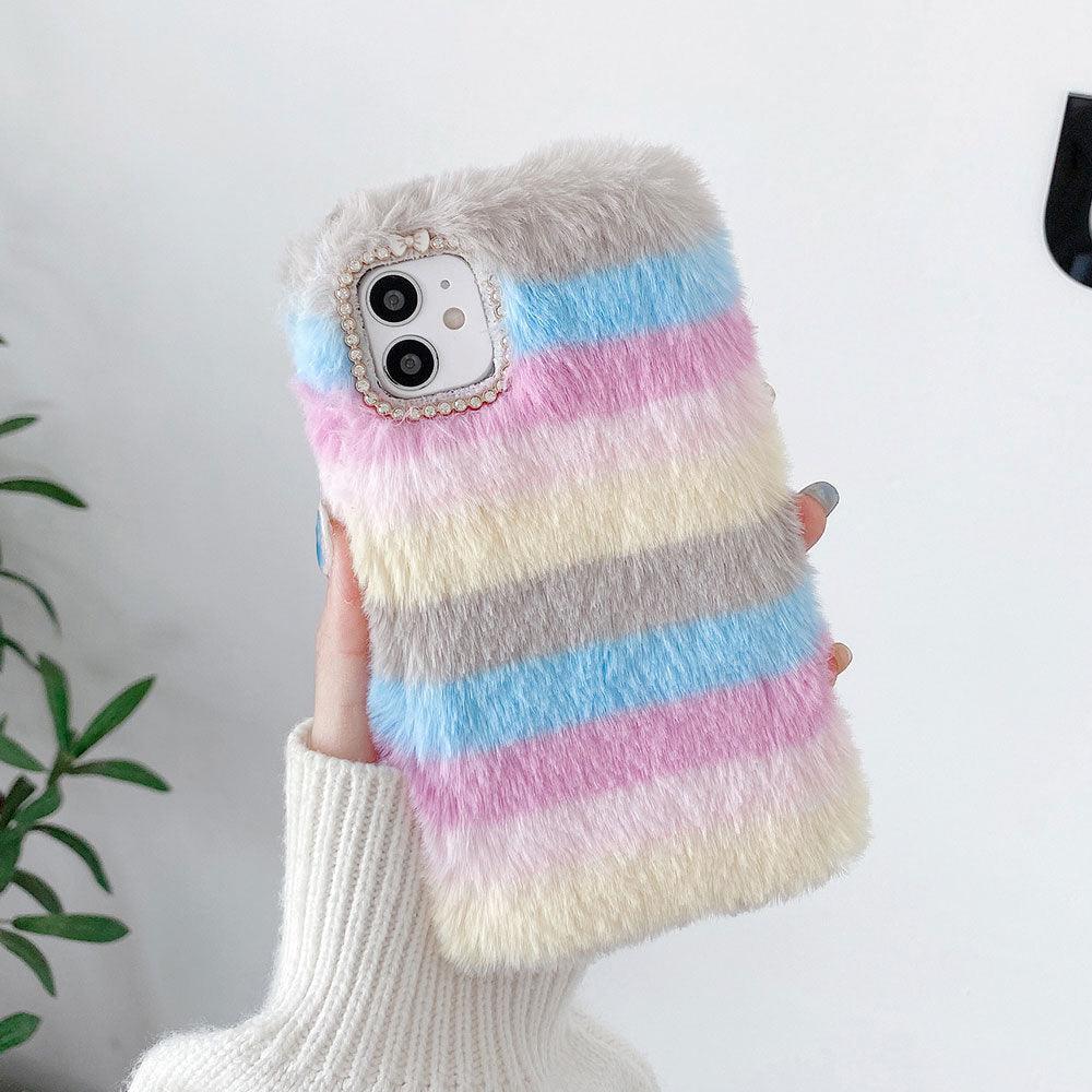 Fashion Lady Gift Case for iPhone 14 13 12 XS Max XR X 11 Pro Max SE Furry fluffy Warm Cover for iPhone 6 7 8 Plus Phone Case Fashion Fluffy Fur Protective Back Cover