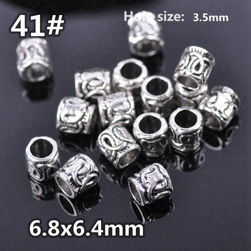 50pcs Silver Color Metal Alloy Loose Spacer Beads lot for Earring Necklace Bracelet Jewelry Making Findings Crafts Round Column Loose Beads Antique Silver Carved Spacer Beads for Jewelry Making