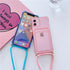 Transparent Wallet Case for iPhone 13 12 11 Pro Xs Max Shockproof Card Crossbody Lanyard Rope Strap Cover Transparent Soft Case Necklace Phone Cover Colorful Case & Adjustable Strap