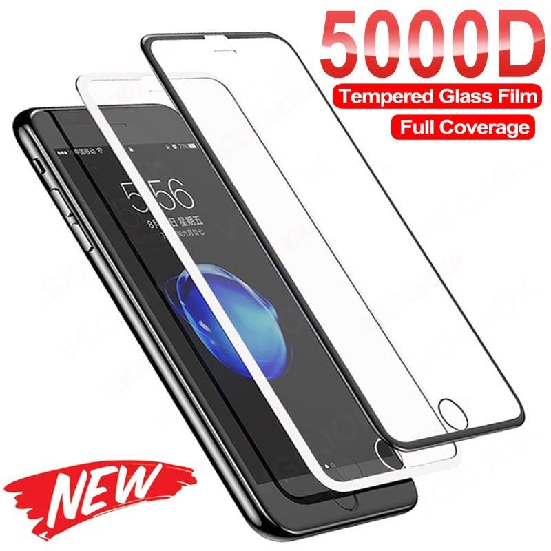 5000D Full Protective Glass For iPhone SE 2020 6 6S 7 8 Plus Tempered Screen Protector iphone6 iphone7 iphone8 Safety Glass Film High-definition Tempered Glass Durable And Strong Screen Protector For iPhone