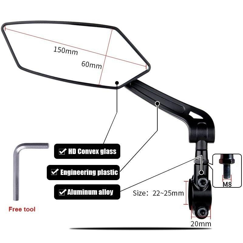 Bicycle Handlebar Rear View Mirror Bike Cycling Wide Range Back Sight Reflector Bicycle Rear View Mirror Adjustable Rotatable Bicycle Rear View Glass Mirror Wide Angle Acrylic Convex Safety Mirror For Mountain