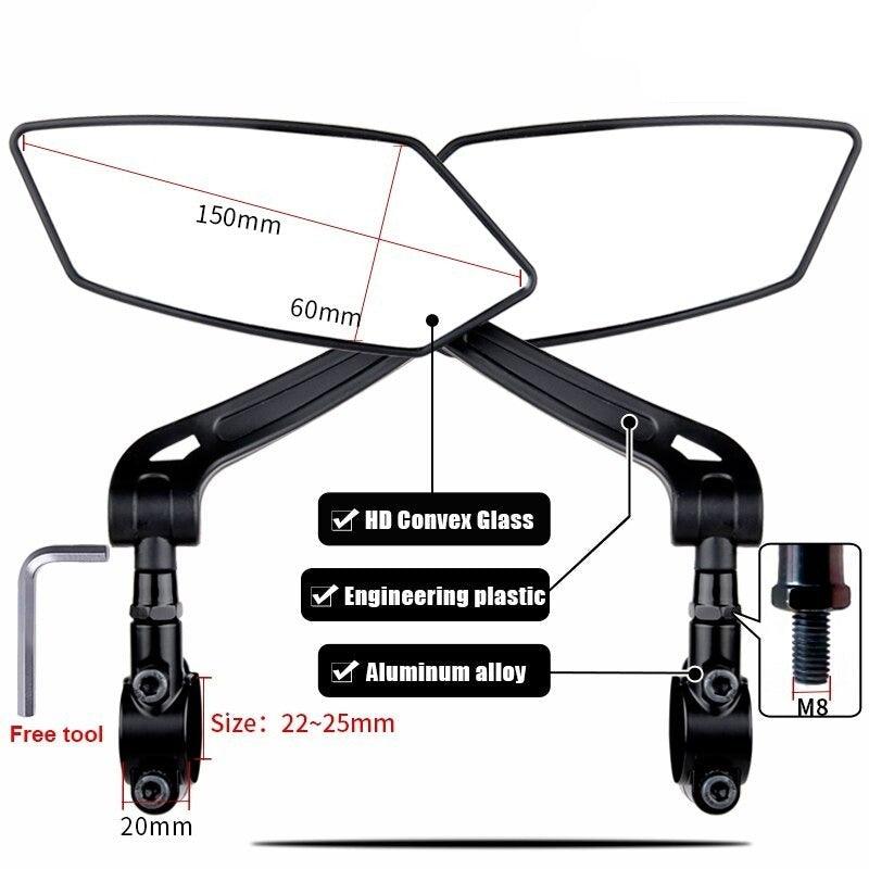 Bicycle Handlebar Rear View Mirror Bike Cycling Wide Range Back Sight Reflector Bicycle Rear View Mirror Adjustable Rotatable Bicycle Rear View Glass Mirror Wide Angle Acrylic Convex Safety Mirror For Mountain