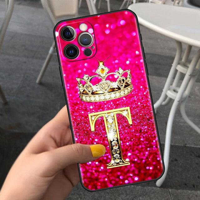 Pink Shiny Letter Phone Case For Iphone 11 7 Pro Xr X Xs Max 6 6s 8 Plus Glitter Rhinestone Phone Cover Soft Cover Shockproof Glitter Sparkle Case Girly Women Protective Pink Cover