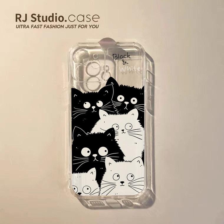 Cute Cat Transparent Phone Case For Iphone 11 12 13 Pro Max Case X Xs Max Xr Phone Case 7plus 8plus Case Cute Clear Protective Phone Cases