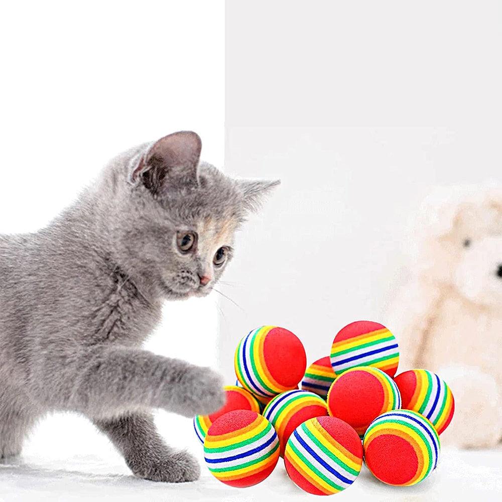 Cat Toy Interactive Ball Toys For Cats Funny Cat Rainbow Balls Kittens Pet Funny Toys Safety Material Pet Toys Creative Cat Teaser Ball Cat Plaything Cat Elastic Ball for Pet