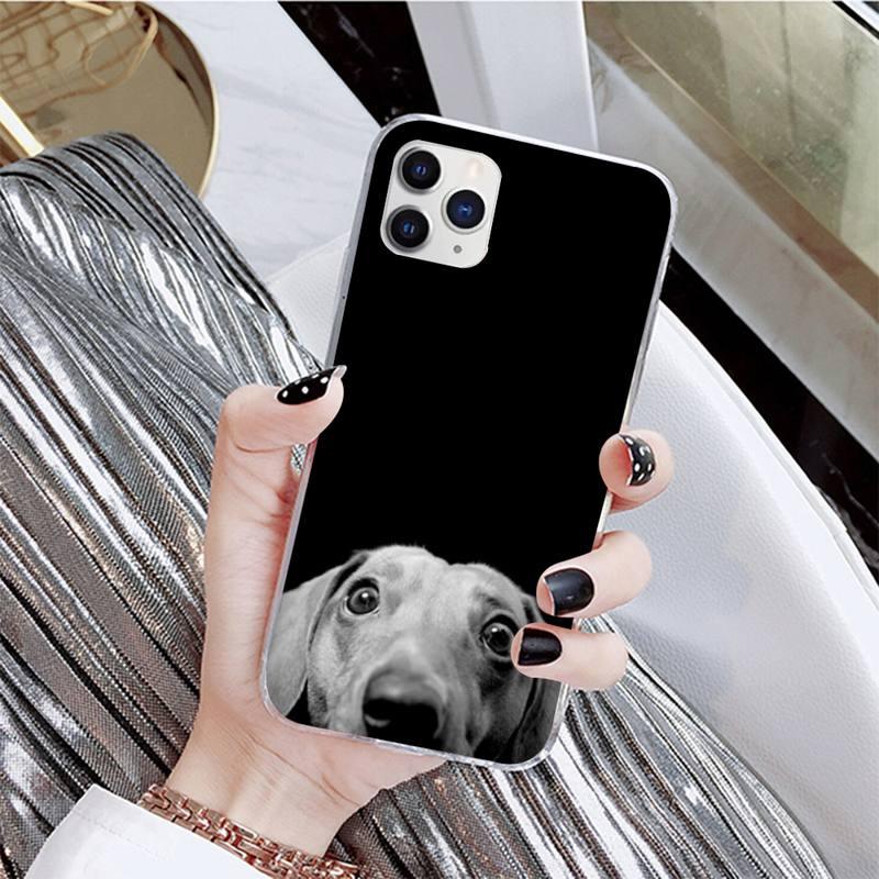 Dog Phone Case For Iphone 11 12 13 Mini Pro Max 8 7 6 6s Plus X 5 Se 2020 Xr Xs Case Shell Cute Funny Pattern Black Phone Case