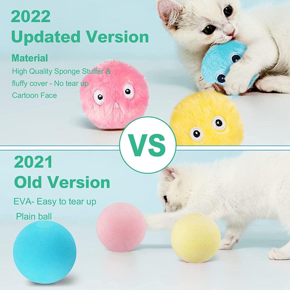 Smart Fluffy Plush Cat Ball Toys Interactive Chirping Balls Cat Kicker Toys 3 Lifelike Sounds Fun Kitty Kitten Toys  Interactive Electric Cat Ball with Sound