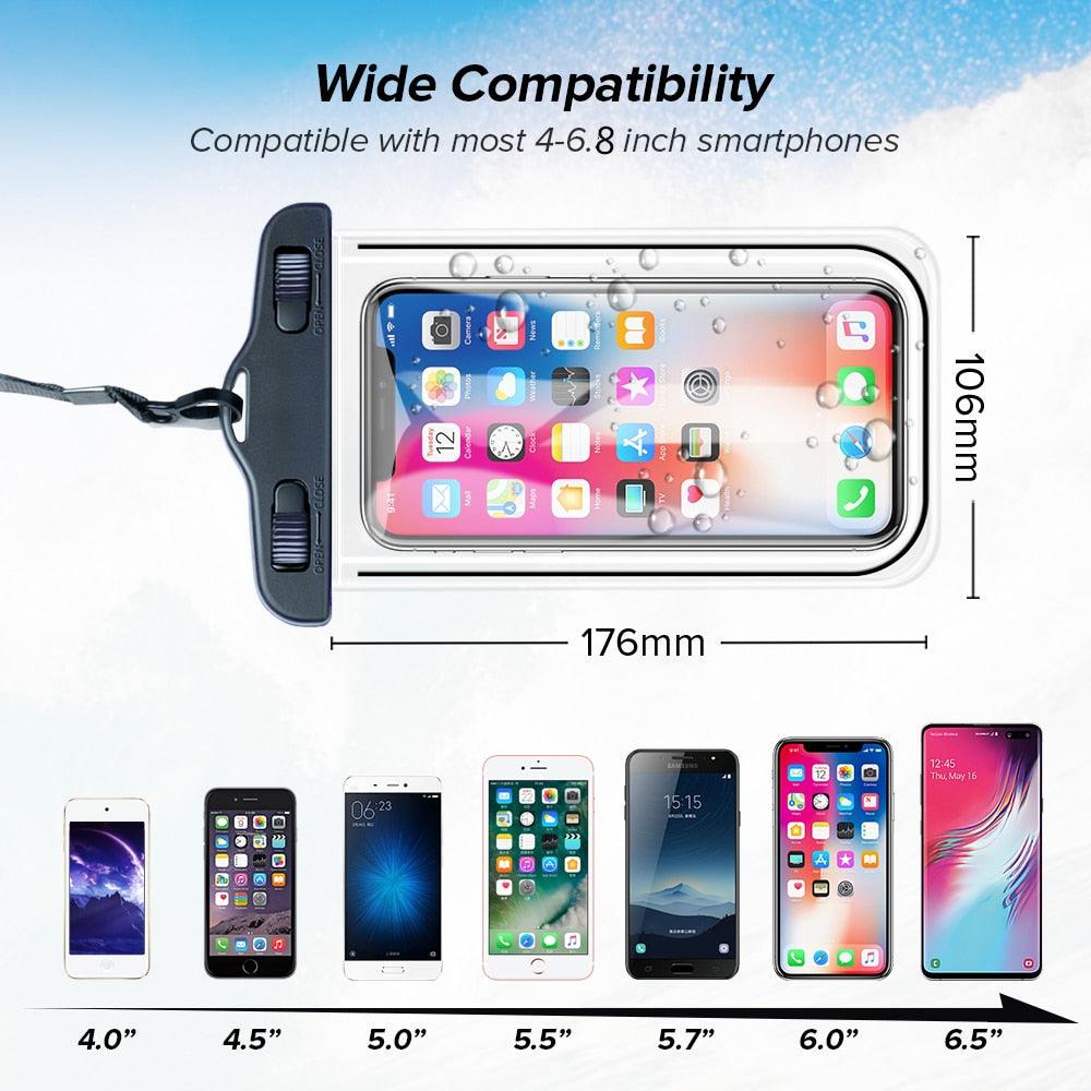 Universal Waterproof Phone Case For iPhone 13 12 11 Pro Max XS Water Proof Phone Bag Cover IP68 Phone Pouch Protector Photos Calls Comfortable Touch Operation Compatible with iPhone