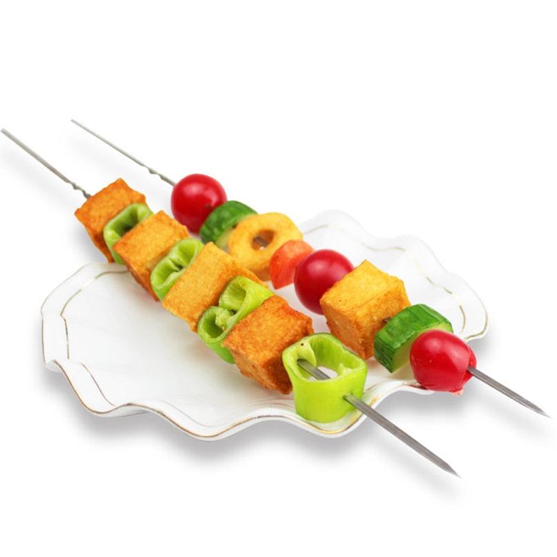 10-20Pcs Stainless Steel Barbecue Skewer Reusable BBQ Skewers Kebab Iron Stick For Outdoor Camping Picnic Tools Cooking Tools Stainless Steel Barbecue Skewers  Durable and Reusable Metal Skewers