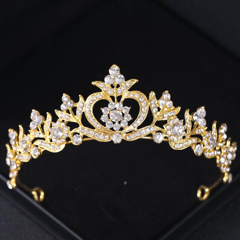 Gold Color Crystal Bridal Tiaras And Crowns Rhinestone Prom Headband Bridal Wedding Hair Accessories Jewelry Crown Tiara Gold Bridal Tiara For Wedding Women Pearl Crown Princess Prom Headband