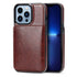 Leather Phone Cover For iPhone 13 Pro Max 12 Mini 11 XS Max XR X Luxury Brown Card Holder Protection Case Luxury Back Cover Wallet Case For Cards 3 Compartments Card Holder for Women