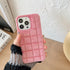 Fashion Fur Winter Warm Plush Square Lattice Solid Color Phone Case For iPhone 14 13 12 11 Pro Max Plus Fluffy Back Cover Case Silicon Soft Fluffy Furry Shockproof Protective Phone Case for iPhone