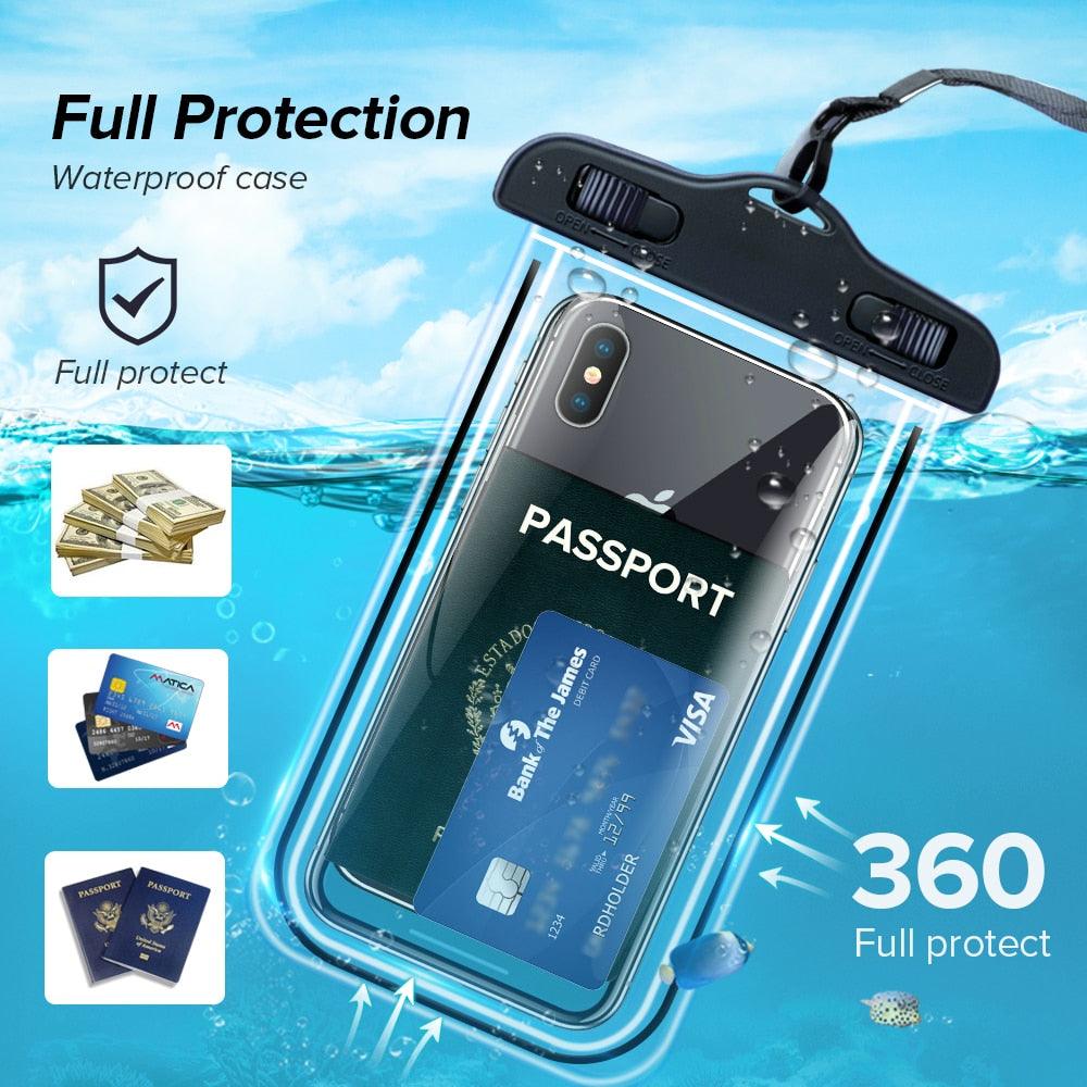 Universal Waterproof Phone Case For iPhone 13 12 11 Pro Max XS Water Proof Phone Bag Cover IP68 Phone Pouch Protector Photos Calls Comfortable Touch Operation Compatible with iPhone