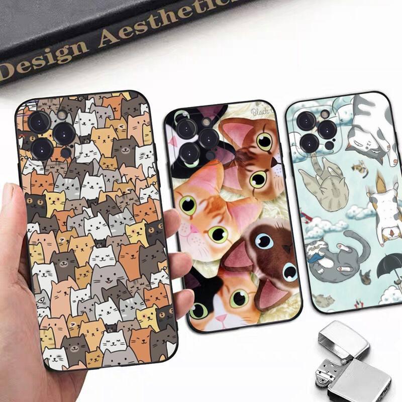 Cat Cute Art Phone Case For Iphone 8 7 6 6s Plus X Se 2020 Xr Xs 14 11 12 13 Mini Pro Max Mobile Case  Transparent Soft Protective Clear Case Compatible For Iphone