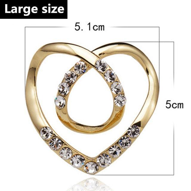 Luxury T-shirt Heart Scarf Brooches Wedding Holiday Beautiful Bridal Fashion Large Elegant Brooch Pin For Women Crystal Cute Scarf Buckle Brooch Shawl Ring Clip Scarves Fastener Knotted Button Pin Accessories