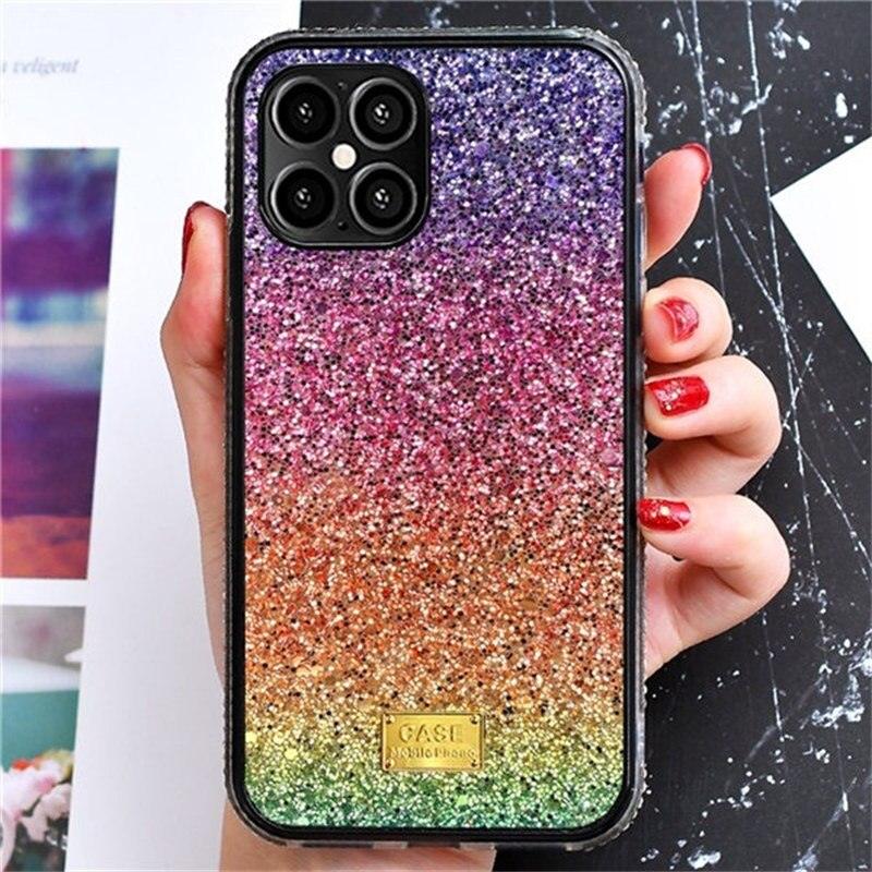 Shiny Green Multicolored Phone Case for IPhone 14 13 12 Pro Max Elegant Glitter Star Rhinestone Diamond Cover Luxury Sparkle Crystal Rhinestone Shiny Glitter Full Clear Stones Back Phone Cover