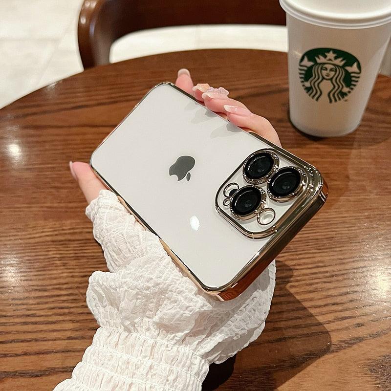 Luxury Square Transparent Case For iPhone  11 Pro Max Mini XR X XS Max 8 7 Plus Silicone Cover Protection Non-Yellowing Shockproof Phone Case for iPhone Elegant Transaprent Design For Iphone