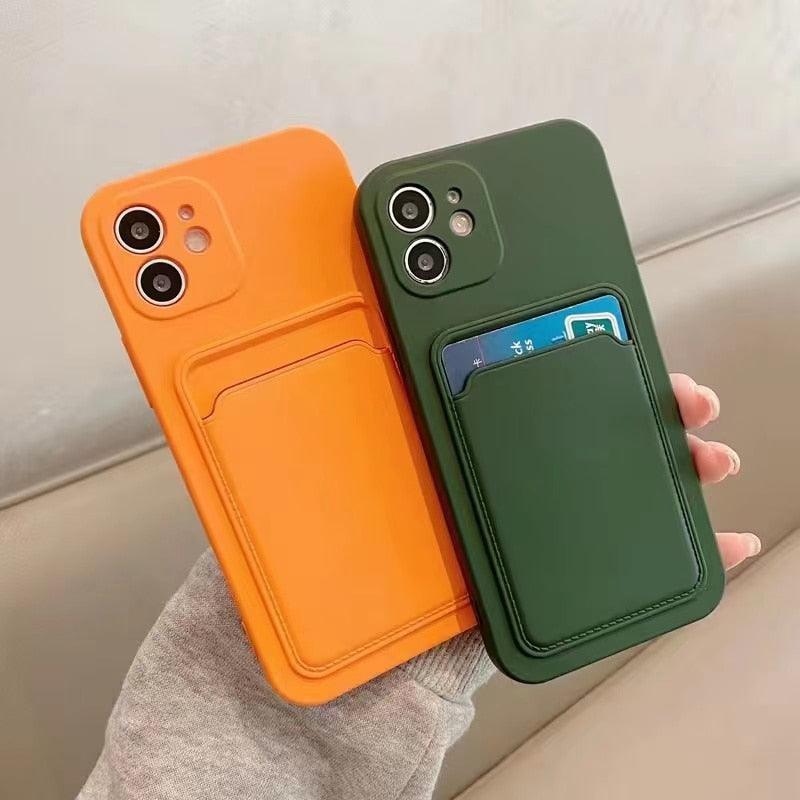 Soft Silicone Phone Case For iPhone 14 13 Pro Max 13 Mini 14Pro Wallet Card Holder Cover Silicone Case for Women Girls Anti-Scratch Soft Lining Protective Case