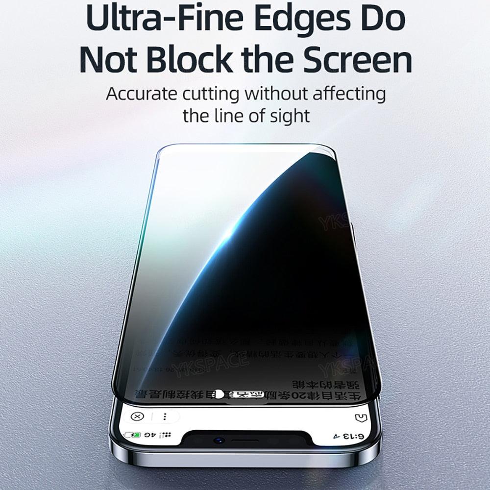 3Pcs Best Privacy 9H Tempered Glass For iPhone 11 12 13 14 Pro Mini XS MAX X XR 6S 7 8 Plus SE Anti Spy Peep Screen Protector Anti-Spy Anti-Peeping Tempered Glass Screen Film for iPhone