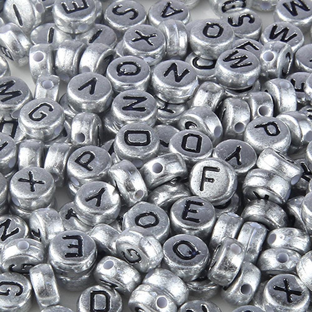 100Pcs/lot Gold Silver Color Letter Beads Flat Round Acrylic Alphabet Spacer Beads For Jewelry Making Bracelet Necklace Acrylic Alphabet Letter Beads A-Z Letter for Jewelry Making