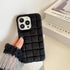 Fashion Fur Winter Warm Plush Square Lattice Solid Color Phone Case For iPhone 14 13 12 11 Pro Max Plus Fluffy Back Cover Case Silicon Soft Fluffy Furry Shockproof Protective Phone Case for iPhone