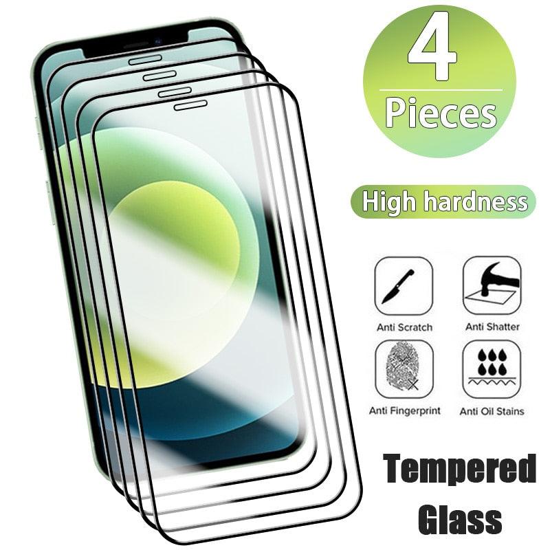 4PCS Screen Protector for iPhone 14 13 12 11 Pro Max Mini Tempered Glass for iPhone 7 8 6 6S Plus X XR Xs Max SE 2020 Glass One-piece Front Scratchproof Tempered Glass