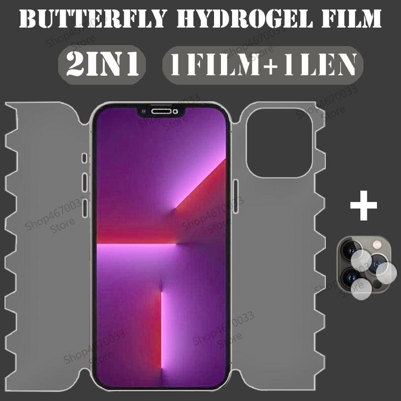 Full Cover Butterfly Film For iPhone 14 13 12 11 Pro Max 14 Plus 13 12 Mini Lens Cover For iPhone XR X XS Max Film Soft Screen Protector  Full Coverage Clear HD Phone Protector