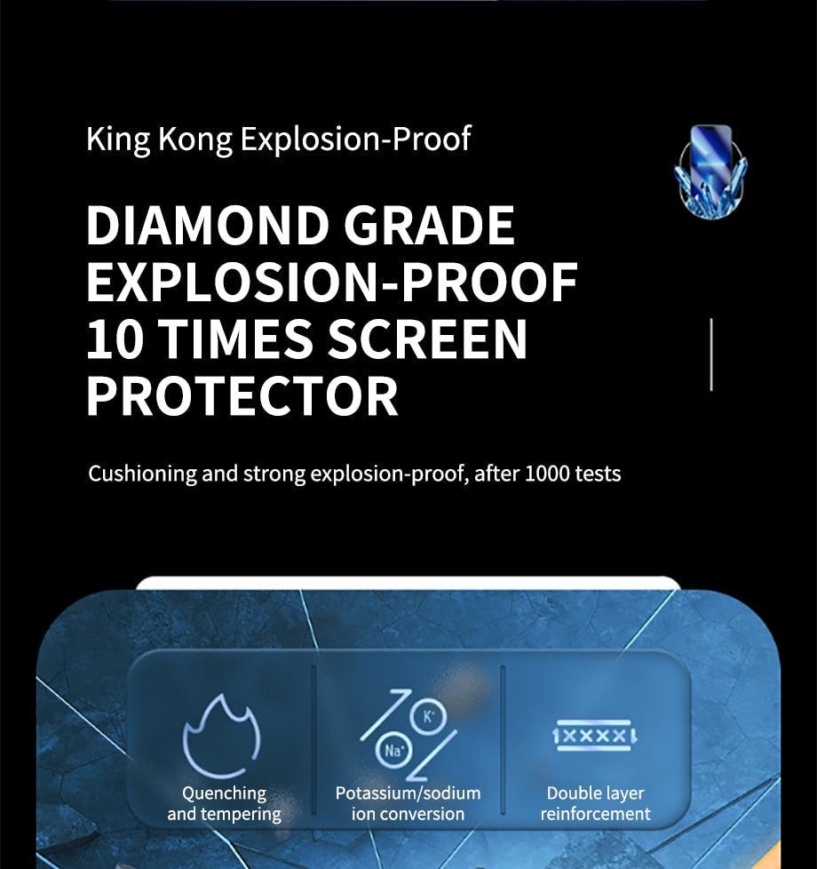 30D Diamond New upgrade Full Cover Screen Glass For iPhone 14 13 12 11 Pro Max Mini XR X XR XS Tempered Glass Screen Protector Dust Proof Tempered Glass Screen Protector for iPhone