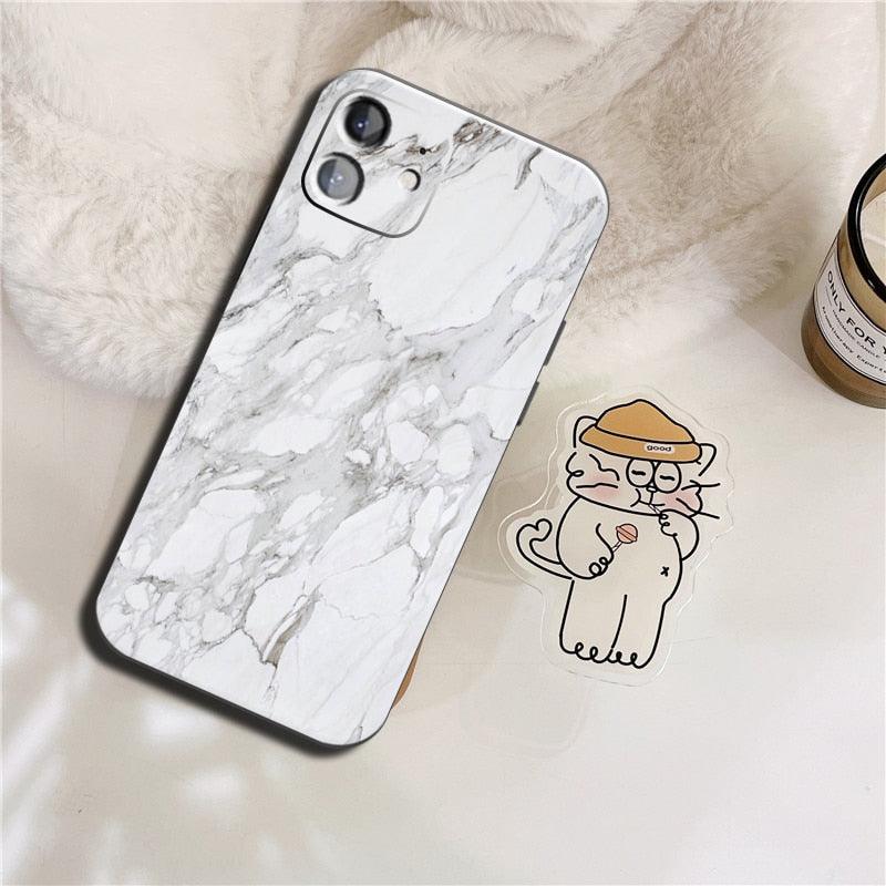 Luxury Marble Texture Phone Case For iPhone X XR XS 7 8 6S 6 5 Plus Silicone Anti Fall Back Cover Ultra Thin Soft Silicone Protective Shockproof and Scratch Resistant with Cute Design Pattern Case