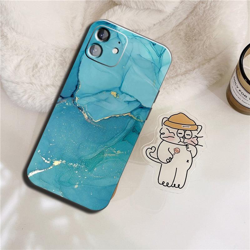 Luxury Marble Texture Phone Case For iPhone X XR XS 7 8 6S 6 5 Plus Silicone Anti Fall Back Cover Ultra Thin Soft Silicone Protective Shockproof and Scratch Resistant with Cute Design Pattern Case